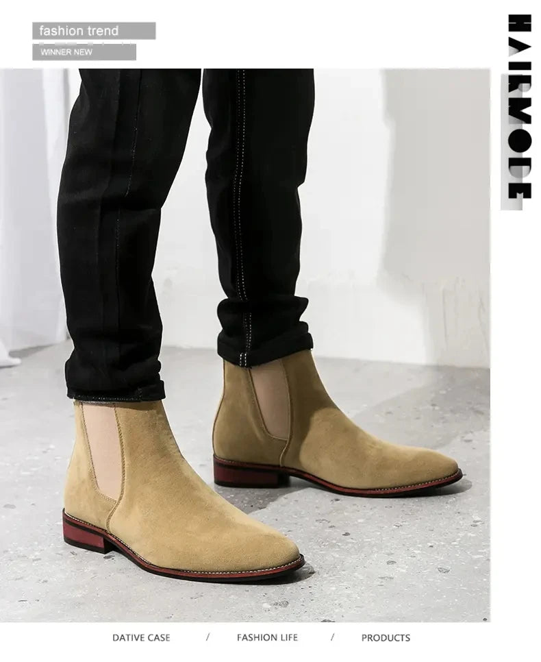 Fashionable Men Chelsea Boots PU Korean Version Versatile Suede European and American Short Boots Size 38-46 Men Boots