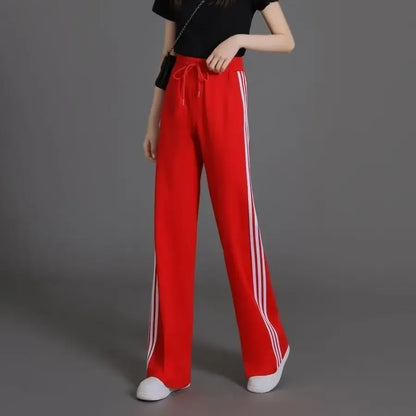 Slimming Straight Leg Sports Pants Women's Loose Casual High Waist Wide Leg Three Bar Student Long Trousers Autumn New Arrival