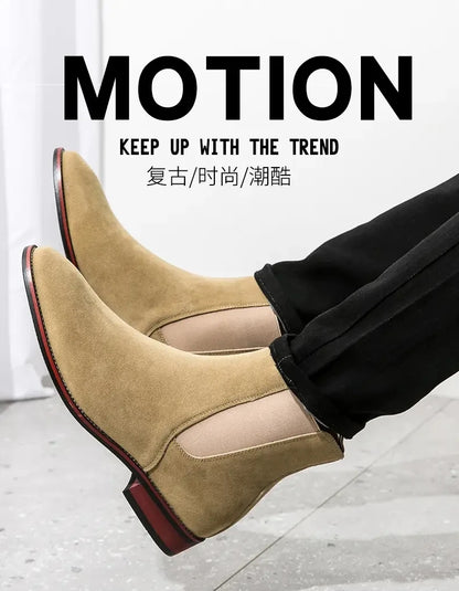 Fashionable Men Chelsea Boots PU Korean Version Versatile Suede European and American Short Boots Size 38-46 Men Boots