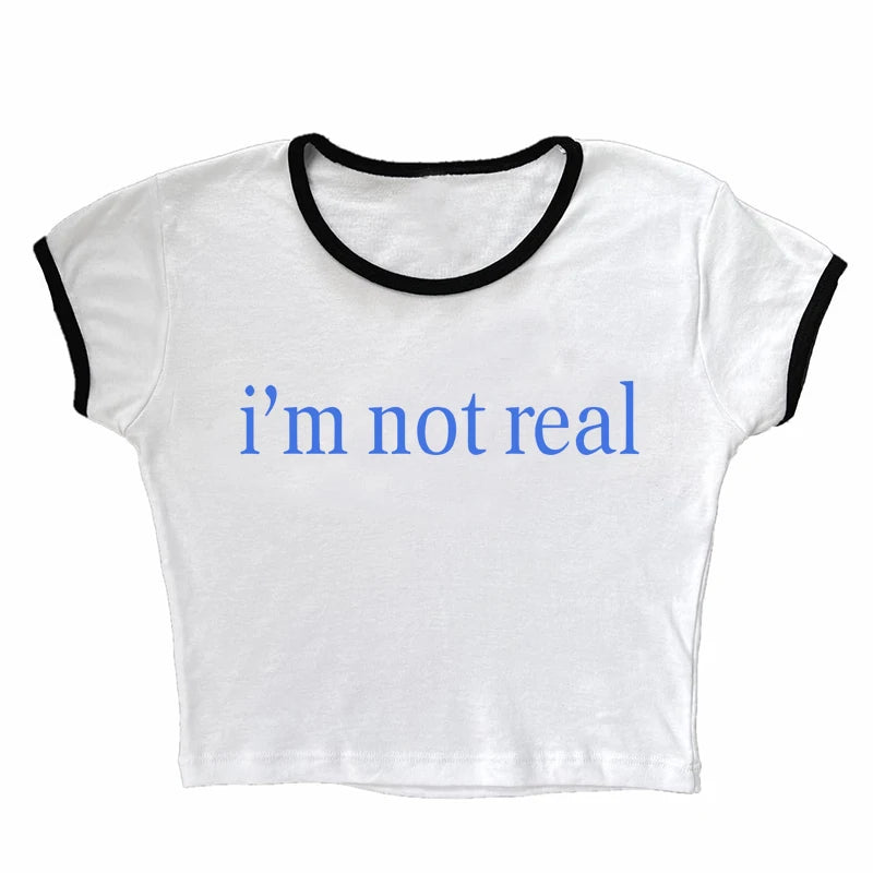 Letter Print T-Shirt Y2k Harajuku Summer Casual Short Sleeve Gothic Slim Crop Top Vintage Women Streetwear Sexy Grunge Fairy Tee