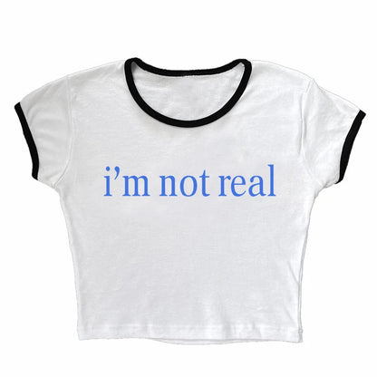 Letter Print T-Shirt Y2k Harajuku Summer Casual Short Sleeve Gothic Slim Crop Top Vintage Women Streetwear Sexy Grunge Fairy Tee