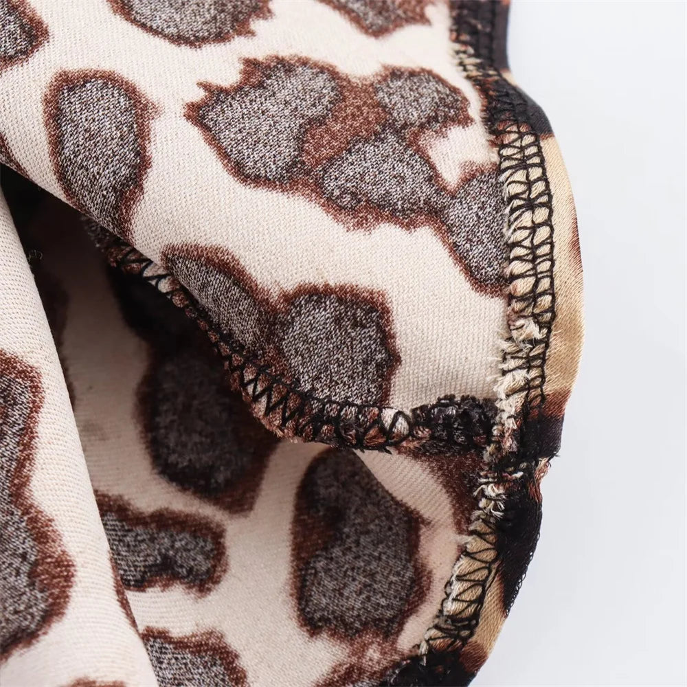 Summer New Women's European and American Fashion Animal Pattern Printed Silk Satin Texture Dress