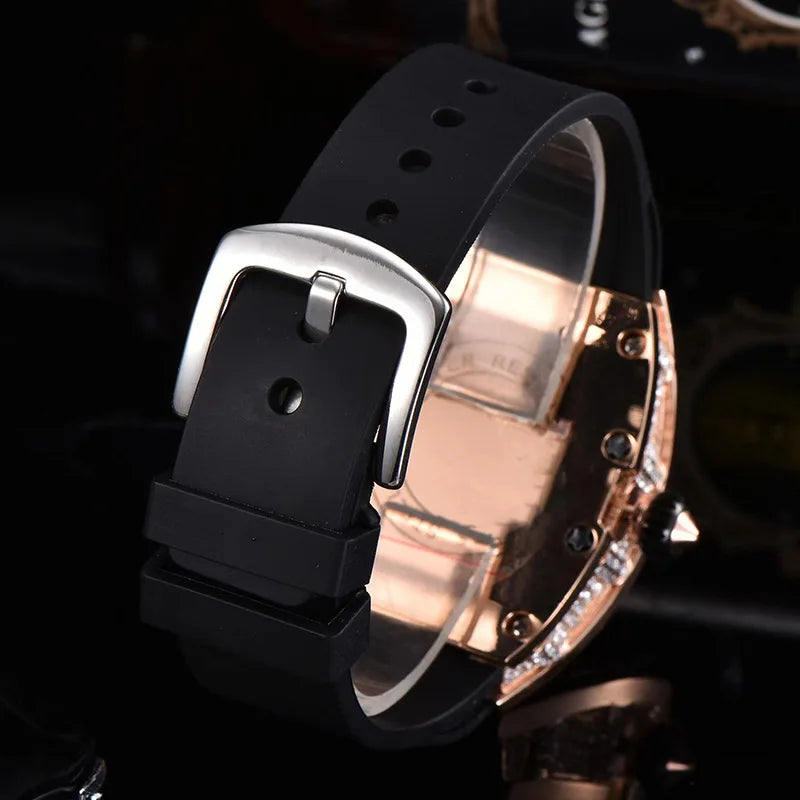 Manufacturer's spot supply, business fashion diamond-set, women's quartz watch red lip wine barrel-shaped watch