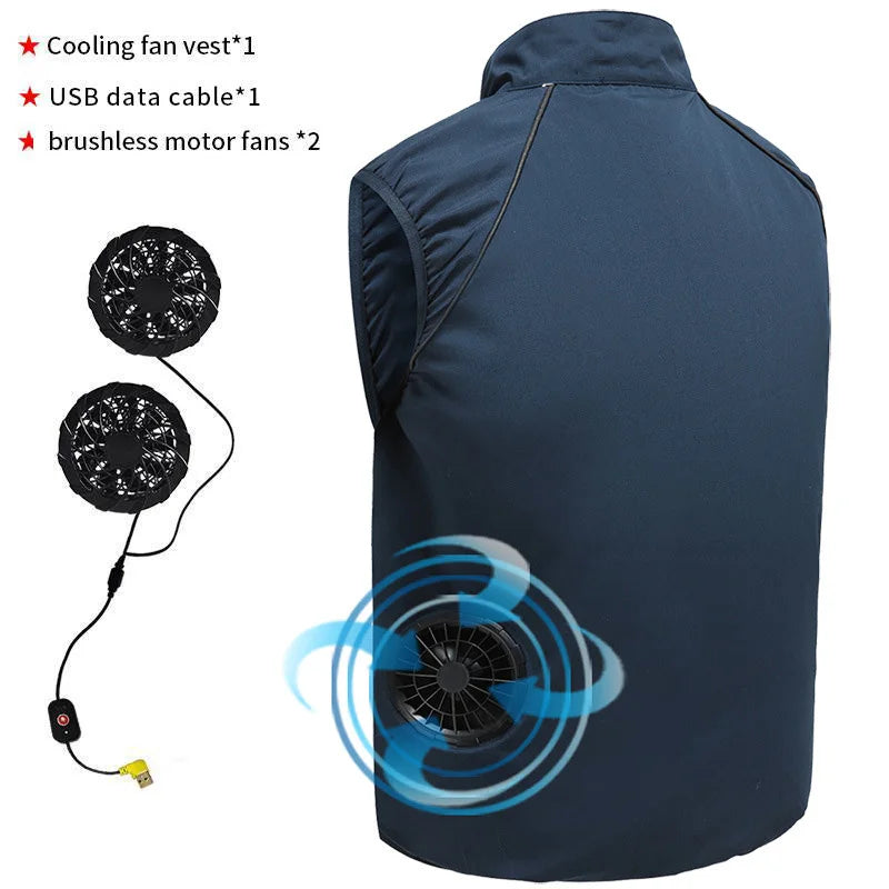Fashion Men's Summer Air Conditioning Clothing Fan Cooling Vest USB Charging Cooling Sports Men's Outdoor Jacket Plus Size M-4XL