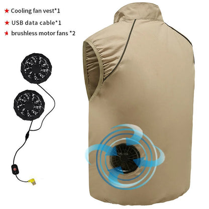 Fashion Men's Summer Air Conditioning Clothing Fan Cooling Vest USB Charging Cooling Sports Men's Outdoor Jacket Plus Size M-4XL