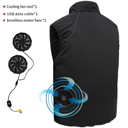 Fashion Men's Summer Air Conditioning Clothing Fan Cooling Vest USB Charging Cooling Sports Men's Outdoor Jacket Plus Size M-4XL