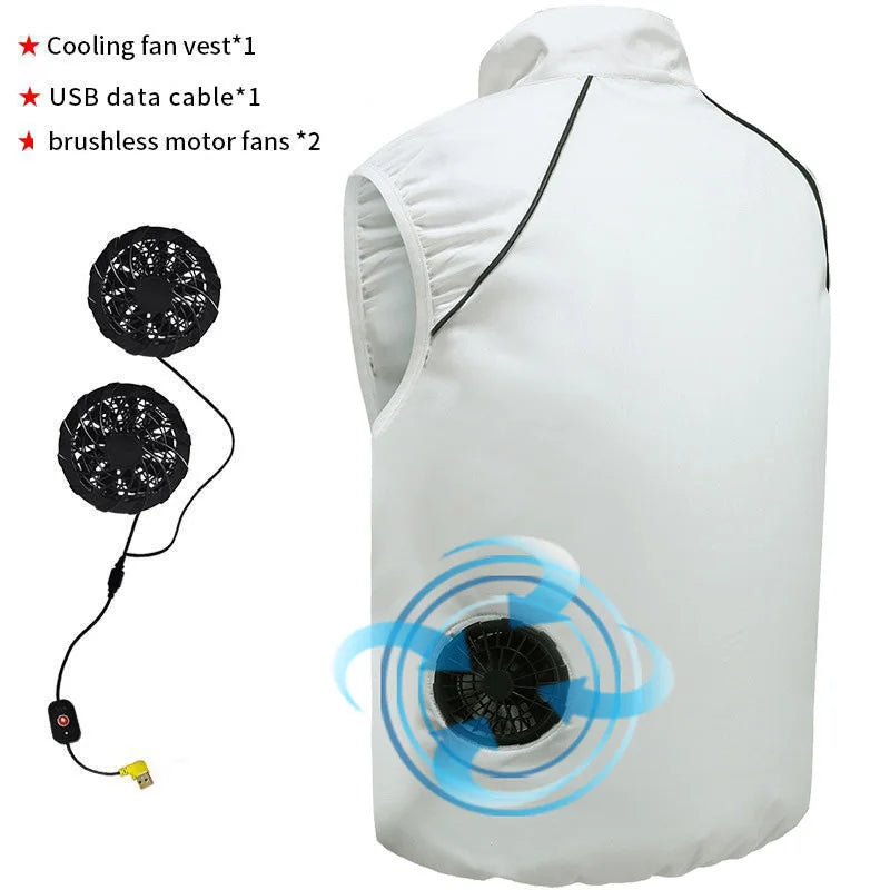 Fashion Men's Summer Air Conditioning Clothing Fan Cooling Vest USB Charging Cooling Sports Men's Outdoor Jacket Plus Size M-4XL