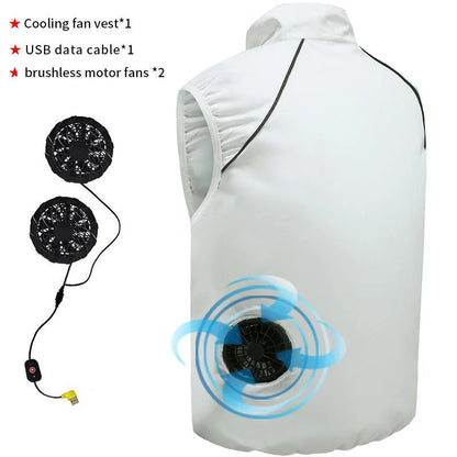 Fashion Men's Summer Air Conditioning Clothing Fan Cooling Vest USB Charging Cooling Sports Men's Outdoor Jacket Plus Size M-4XL
